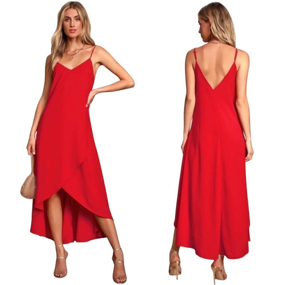 Lulus Sweet Surprise Red High-Low Sleeveless Gauzy Maxi Dress